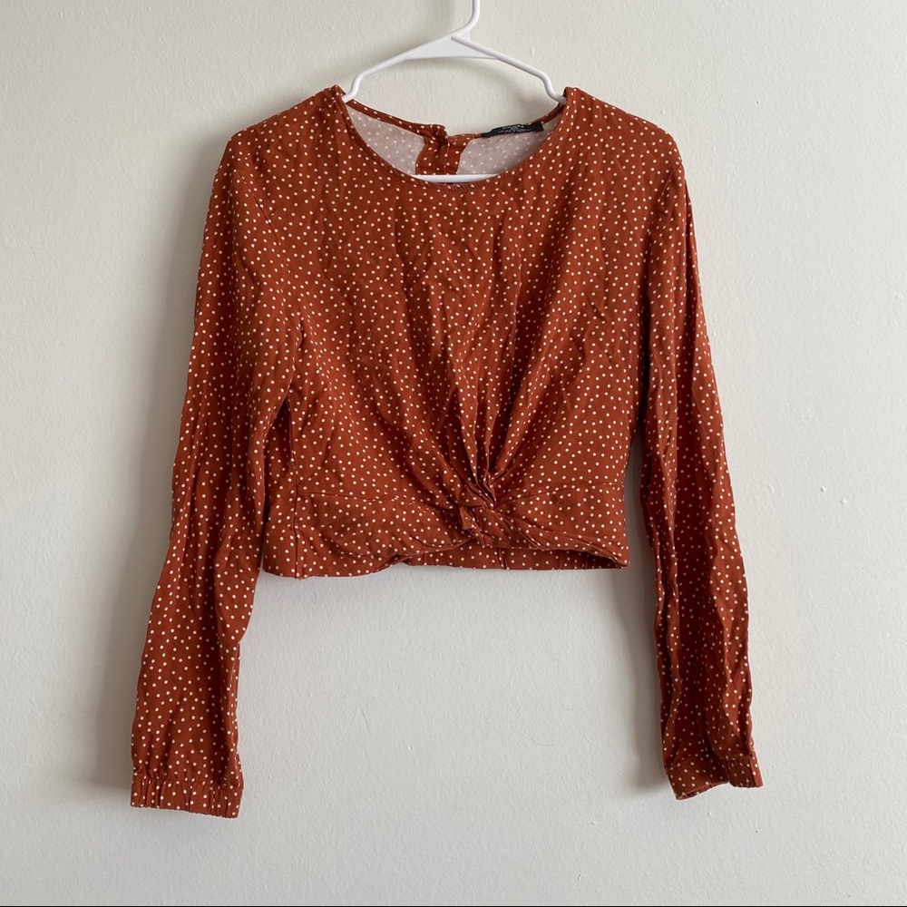 Bershka Orange Polka Dot Top